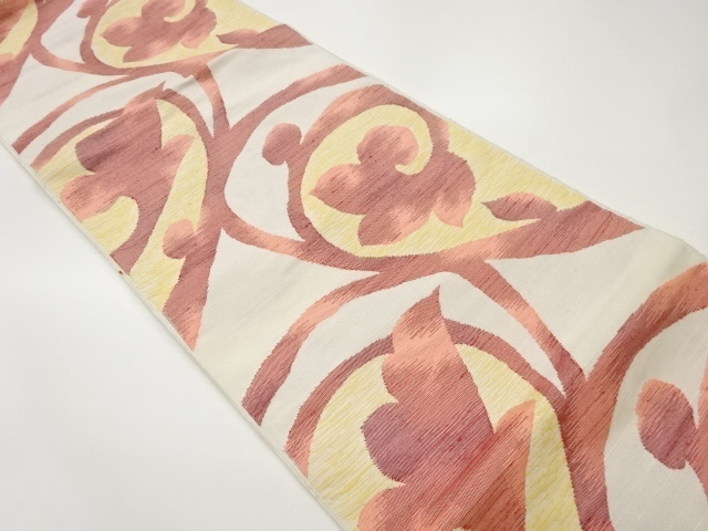 JAPANESE NAGOYA OBI / TSUMUGI / WOVEN ARABESQUE